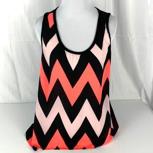 Black Coral White Chevron sleeveless tunic shirt